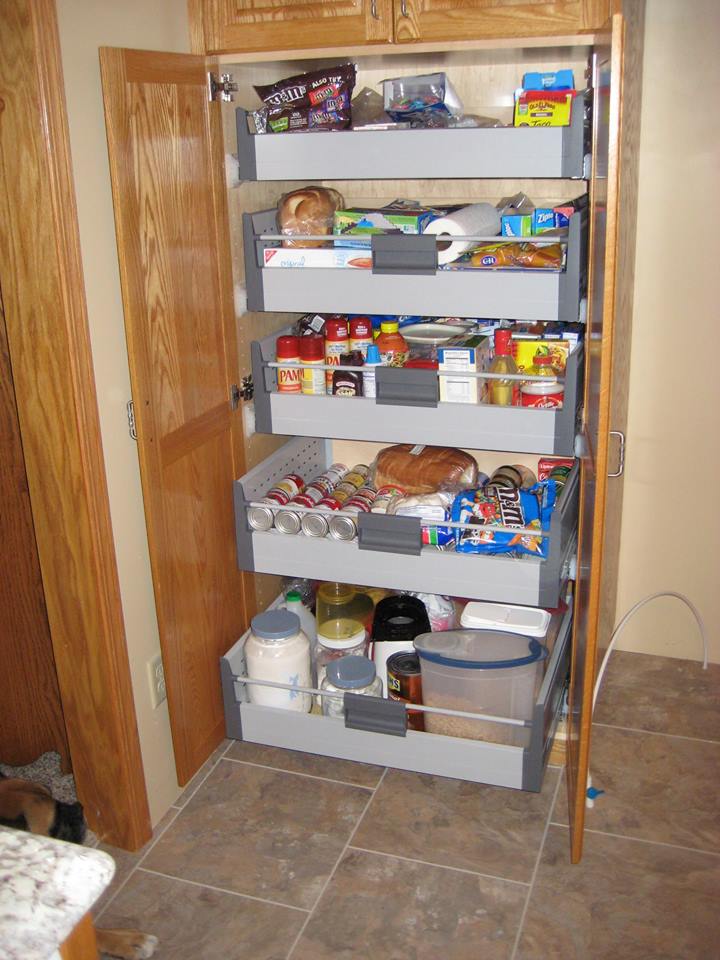 Red oak kitchen pantry cabinet