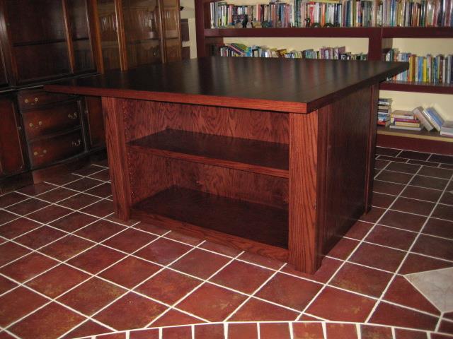 red oak library table